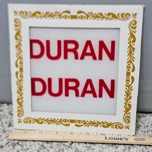 Vintage‎ 80s Carnival Prize 6x6 Duran Duran Glass Mirror White Red Logo